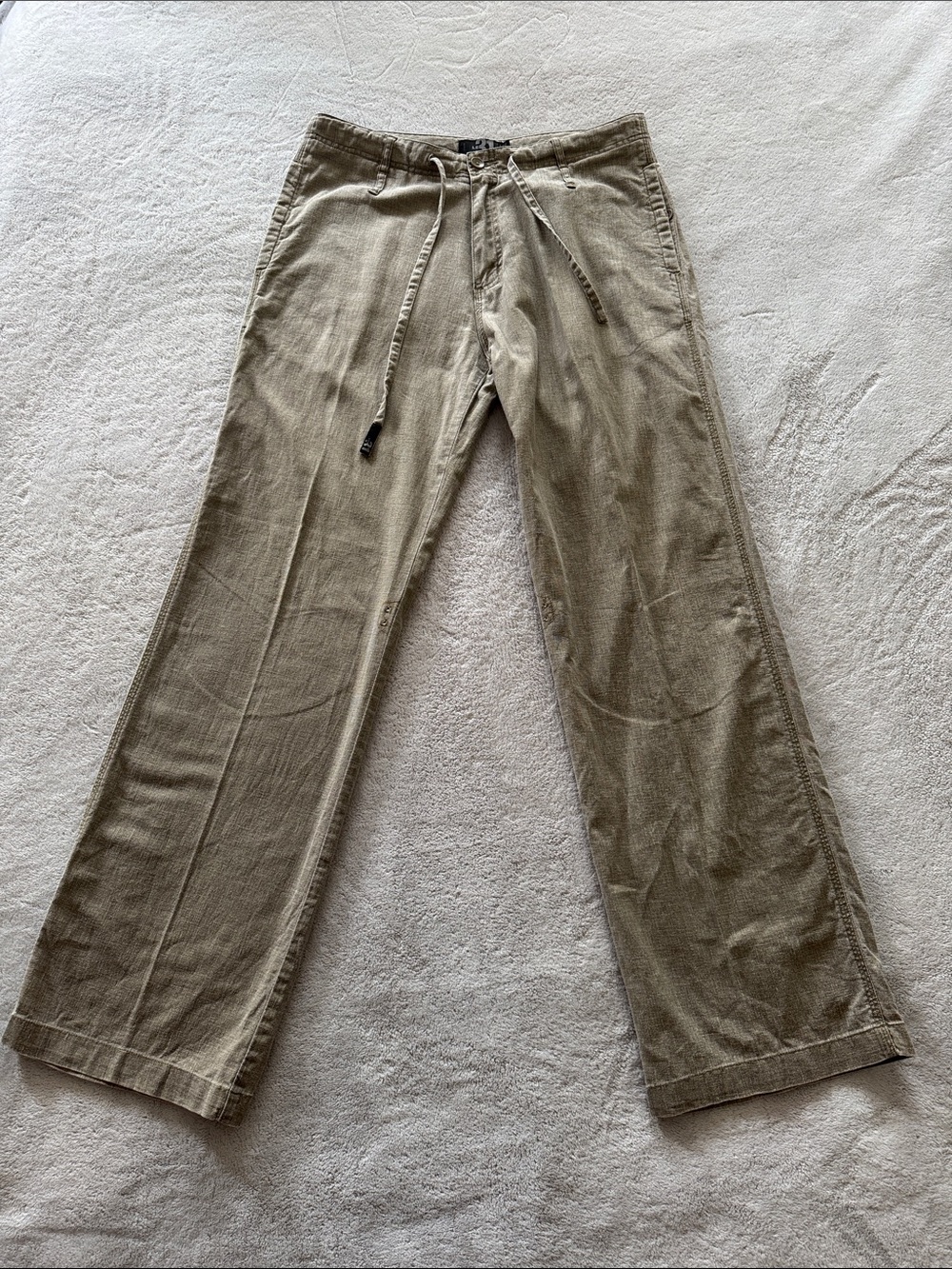 Le 31 Simons Linen Blend Drawstring Pants Beige Straight Leg Men’s 34
